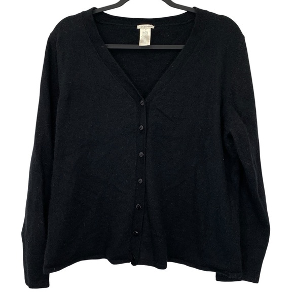 Gloria Vanderbilt Cardigan Sweater Womens XL Black Angora Rabbit Lambswool Vtg - Picture 1 of 6